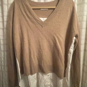 NAADAM Women's V-Neck Sweater in Warm Brown